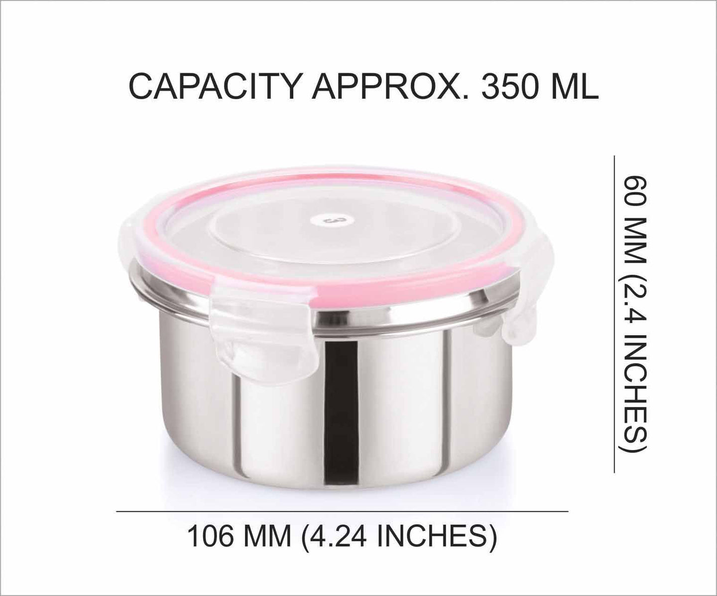“Flip & Seal “ Stainless Steel Air Tight Storage Container- Set of 3(350mLx3)